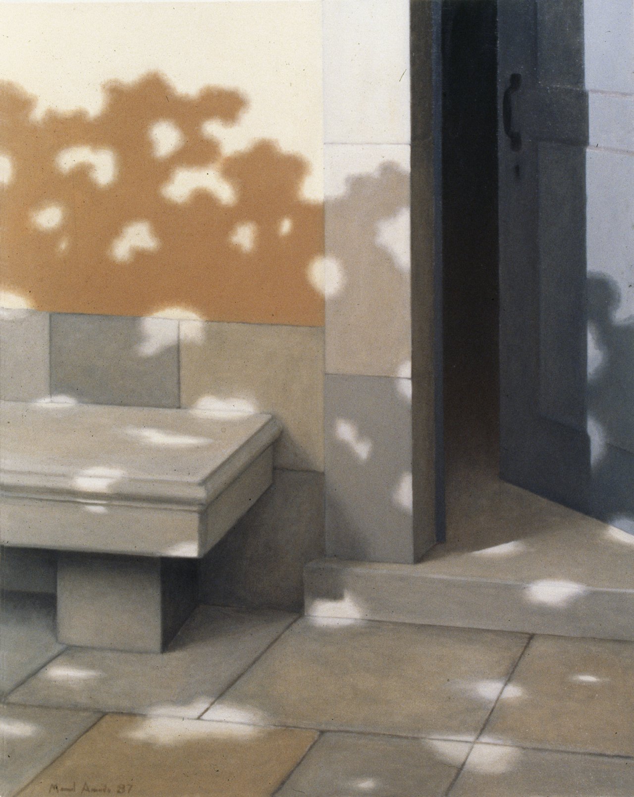 Porta e banco com sombras